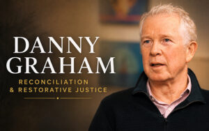 Danny Graham interview thumbnail for Friends United Reconciliation Talks, with text reading Reconciliation & Restorative Justice.