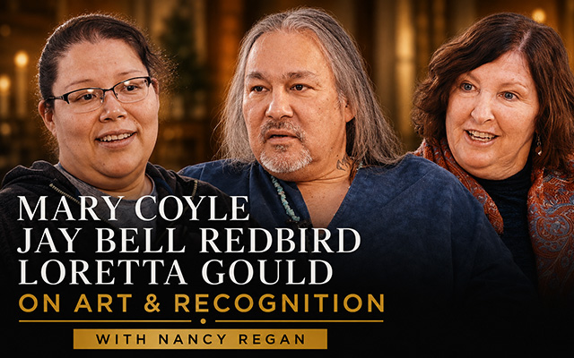 Mary Coyle, Jay Bell Redbird and Loretta Gould in a Friends United interview with Nancy Regan