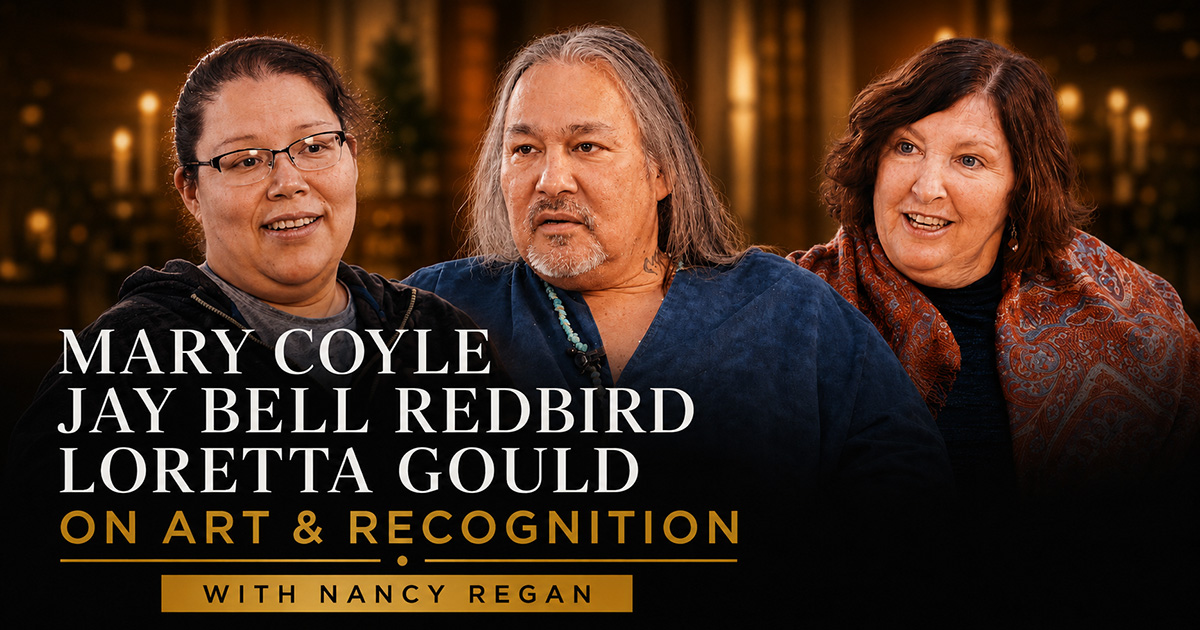 Mary Coyle, Jay Bell Redbird and Loretta Gould in a Friends United interview with Nancy Regan