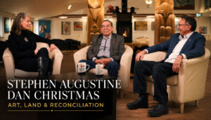 Hereditary Chief Stephen Augustine and Senator Dan Christmas in conversation with Nancy Regan at Friends United