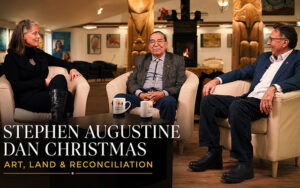 Hereditary Chief Stephen J. Augustine and Senator Dan Christmas in conversation with Nancy Regan at Friends United