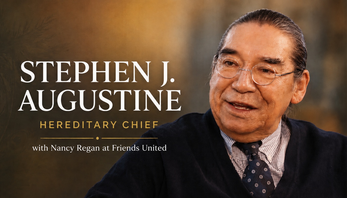 Hereditary Chief Stephen J. Augustine in conversation with Nancy Regan at Friends United