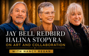 Jay Bell Redbird and Halina Stopyra in conversation with Nancy Regan at Friends United