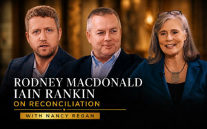 Rodney MacDonald, Iain Rankin and Nancy Regan during Friends United reconciliation talks in Cape Breton