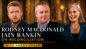 Rodney MacDonald, Iain Rankin and Nancy Regan during Friends United reconciliation talks in Cape Breton