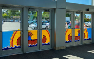 Amanda Julian artwork installed across entrance doors at Halifax Shopping Centre