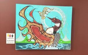 Artwork by Jay Bell Redbird displayed at the Pictou County Wellness Centre