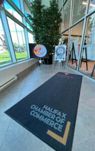 Halifax Chamber of Commerce entrance area with Indigenous artwork on display