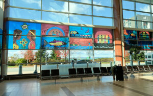 Indigenous artwork by Loretta Gould installed at Halifax Stanfield International Airport