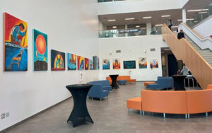 Artwork by Darren Julien, Loretta Gould, Shianne Gould, Gordon Fiddler and Jasyn Lucas at NSCC Sydney Waterfront Campus