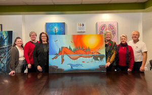 Artwork by Shianne Gould displayed at the Mental Health Foundation of Nova Scotia with Starr Cunningham, Elena Paul and Rolf Bouman