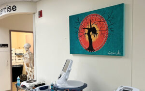 Indigenous artwork displayed in a treatment area at St. Martha’s Regional Hospital